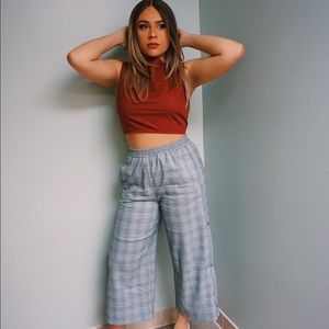 Urban Outfitters Plaid Comfy Dress Pants with Side Buttons